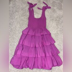 Olivaceous Purple Ruffle Mini Dress Womens Size Small